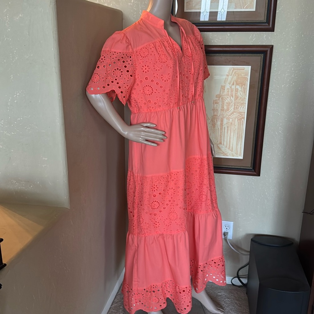 Halston Tiered Summer Resort Maxi dress sz L NWT